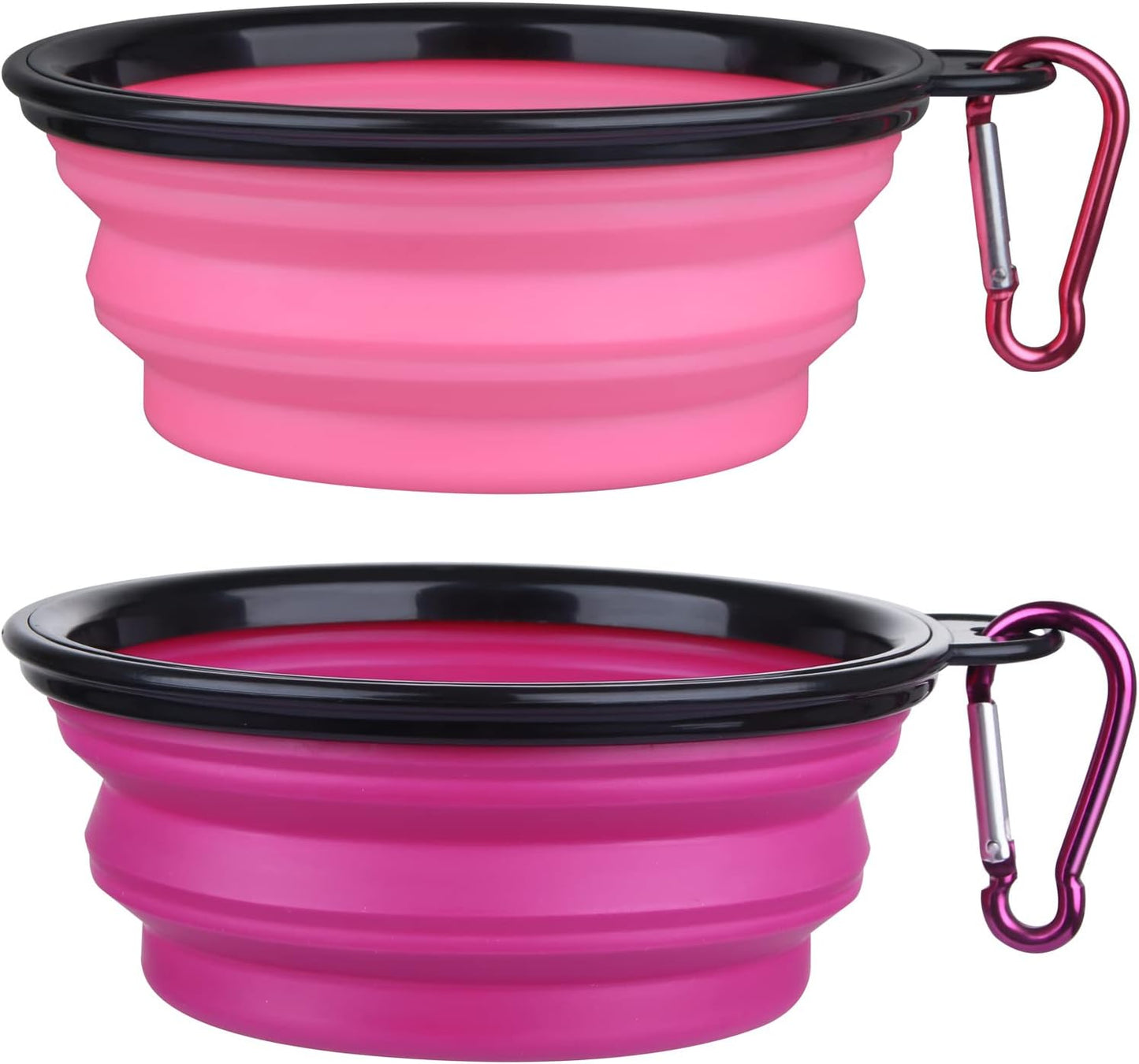 Bowls Plegables para Perros y Gatos (2 Pack) | Portátiles con Mosquetón para Agua y Comida | Viajes, Paseos y Camping