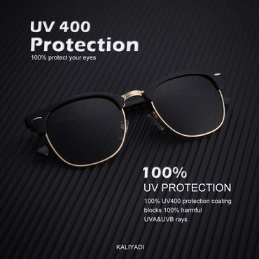 KALIYADI Gafas de sol polarizadas para hombre y mujer, unisex, montura sin montura retro, gafas de sol para conducción, bloqueo UV