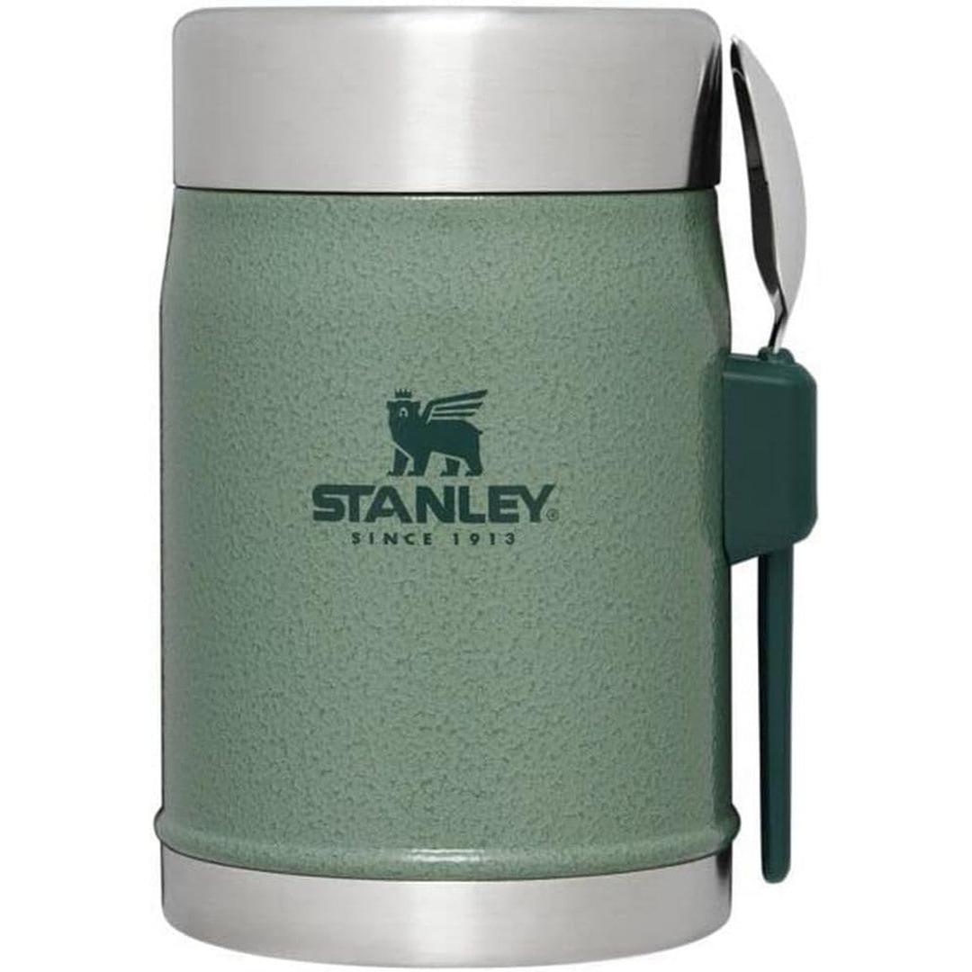 Classic Food Jar and Spork 14 Oz | Vacuum Insulated Thermos Food Container | Wide Mouth Screw on Lid | Packable for Travel | Stainless Steel with Leakproof Lid | Bpa-Free | Hammertone Green
