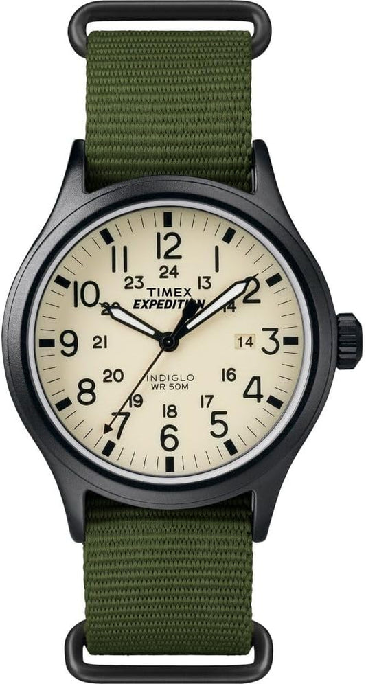 Timex Expedition Scout 40 mm Reloj Análogo para Hombre | Manecillas Luminiscentes | Correa Ajustable con Hebilla | Formato 24 h y Fecha | 50 m Resistencia al Agua