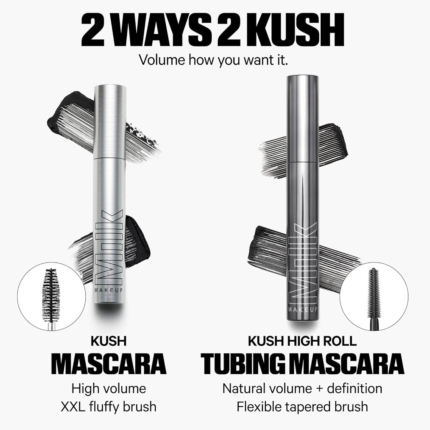 Milk Makeup KUSH High Roll Tubing Mascara | Máscara de Pestañas Larga Duración hasta 24 hs | Volumen Natural, Definición y Longitud | Resistente al Agua y Sin Grumos – 0.3 oz