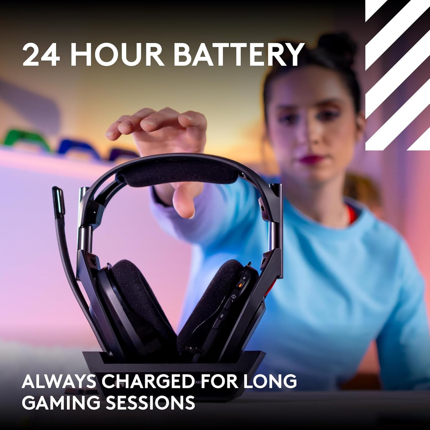 Astro A50 Omni-Platform Wireless Gaming Headset + Base Station for PS5, Xbox, PC: PLAYSYNC Audio Switcher, <16 Bit/48Khz (Console), <24 Bit/48 Khz (PC), 24Hr Battery, 2.4Ghz & BT - Black