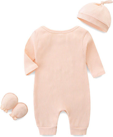 Mameluco para bebé con manoplas y sombreros para recién nacidos, sin pies, manga larga, mameluco sólido Hi Im New Here