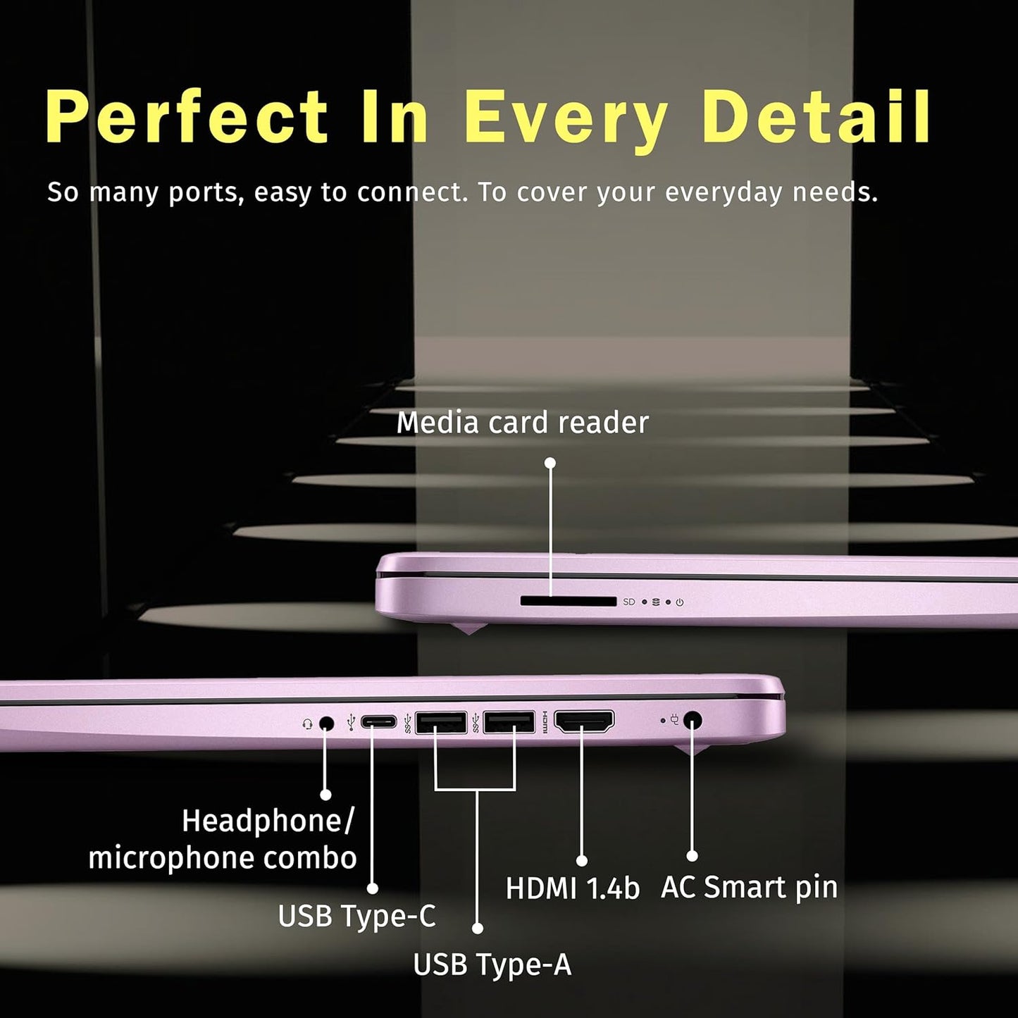 Laptop insignia HD para estudiantes y negocios de 14 pulgadas | 1 año Office 365 y copiloto AI | 16 GB de RAM | 288 GB de almacenamiento