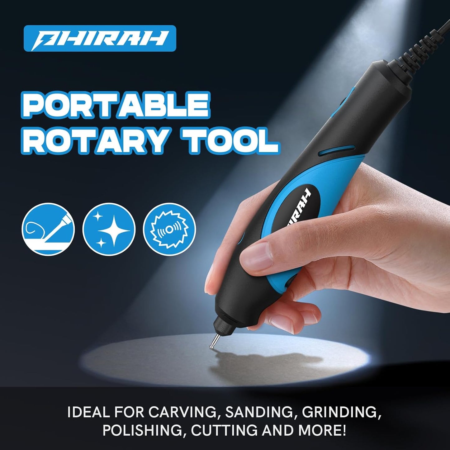 Herramienta Rotativa Eléctrica 18V PHIRAH – Mini Rotary Tool Kit con 5 Velocidades, 70 Accesorios, Multiuso para Lijar, Pulir, Tallar, Cortar y Perforar – Kit de Manualidades DIY