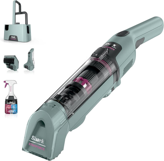 Shark StainForce HX101 Limpiador Portátil Inalámbrico de Manchas y Olores | Succión Potente, Fórmula 30x Más Eficaz, Alfombras, Tapizados, Escaleras, Incluye Caddy y Solución de Limpieza