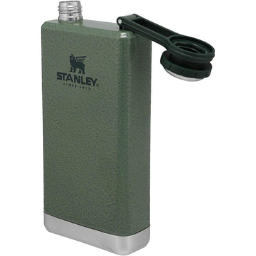 Adventure Pre-Party Flask 8 Oz | Leakproof Hip Flask | Hinge Connected Never Lose Cap | Insulated Stainless Steel Liquor Container | Bpa-Free | Hammertone Green
