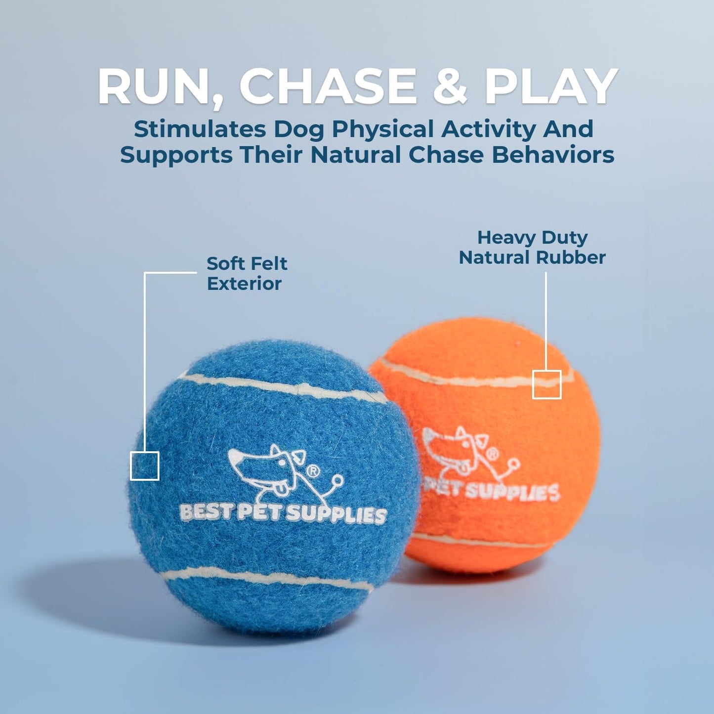 Best Pet Supplies Pelotas de Tenis para Perros con Sonido | Pack 2 Juguetes Resistentes para Lanzar y Buscar | Talle Grande