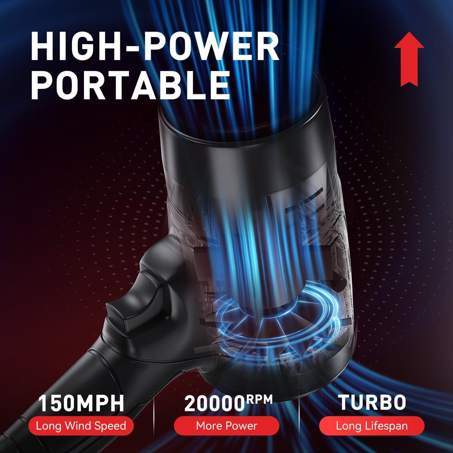 Soplador de hojas inalámbrico con batería | 20000 RPM 150MPH