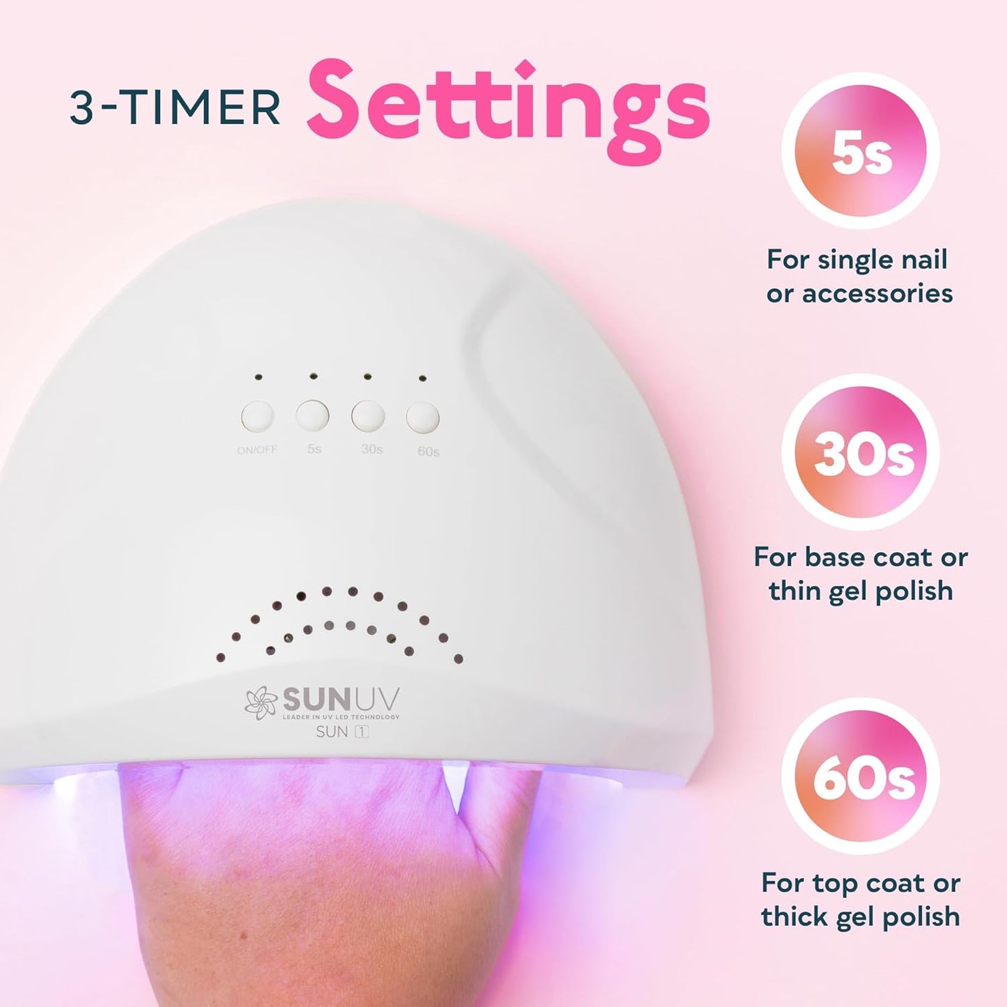Lámpara de uñas LED UV | Luz de gel para esmalte de uñas | 3 temporizadores