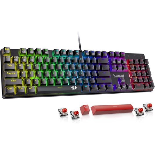 Redragon K671 Teclado Mecánico Gamer con Cable – Retroiluminado, Switches Rojos Hot-Swappable, Anti-Ghosting, Macros, PBT Keycaps