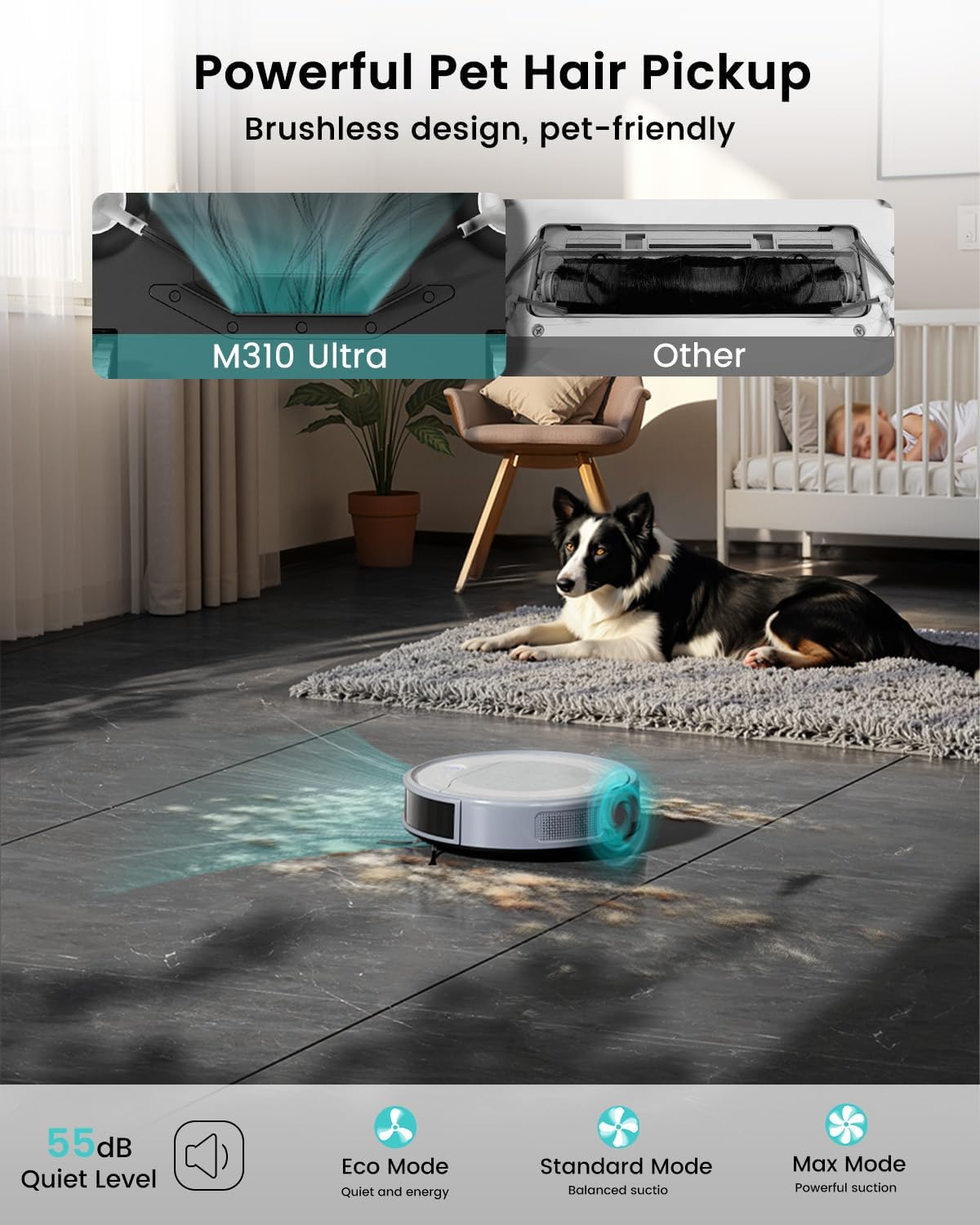 Lefant M310 Ultra Robot Aspiradora y Mopa | 6000Pa Succión, ToF LiDAR, 170 Min Autonomía, Control App/Alexa, Detección de Alfombras y Evitación Precisa de Obstáculos – Slim 3” Diseño Ideal Mascotas y Hogar