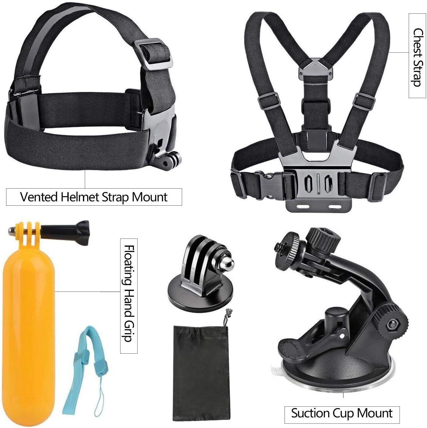 Kit de Accesorios 7-en-1 para Cámaras de Acción — Compatible con AKASO (EK7000/EK7000 Pro/Brave 4/Brave 4 Pro/Brave 7 LE/Brave 7/Brave 8/V50X/V50 Pro/V50 Elite), GoPro Hero 13/12/11/10/9 y DJI Action