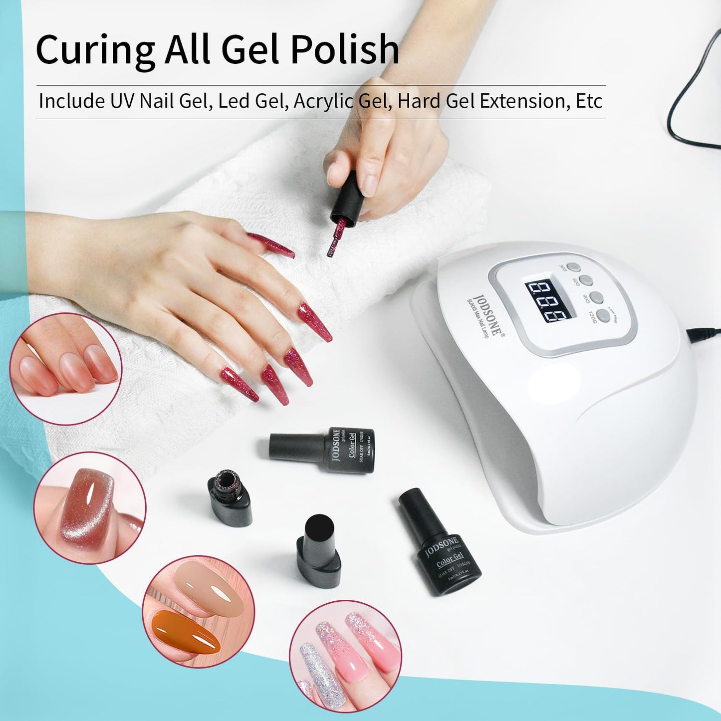 Lámpara de uñas LED UV | Secador de uñas para esmalte de gel, lámpara de uñas de gel LED con sensor automático y 4 temporizadores