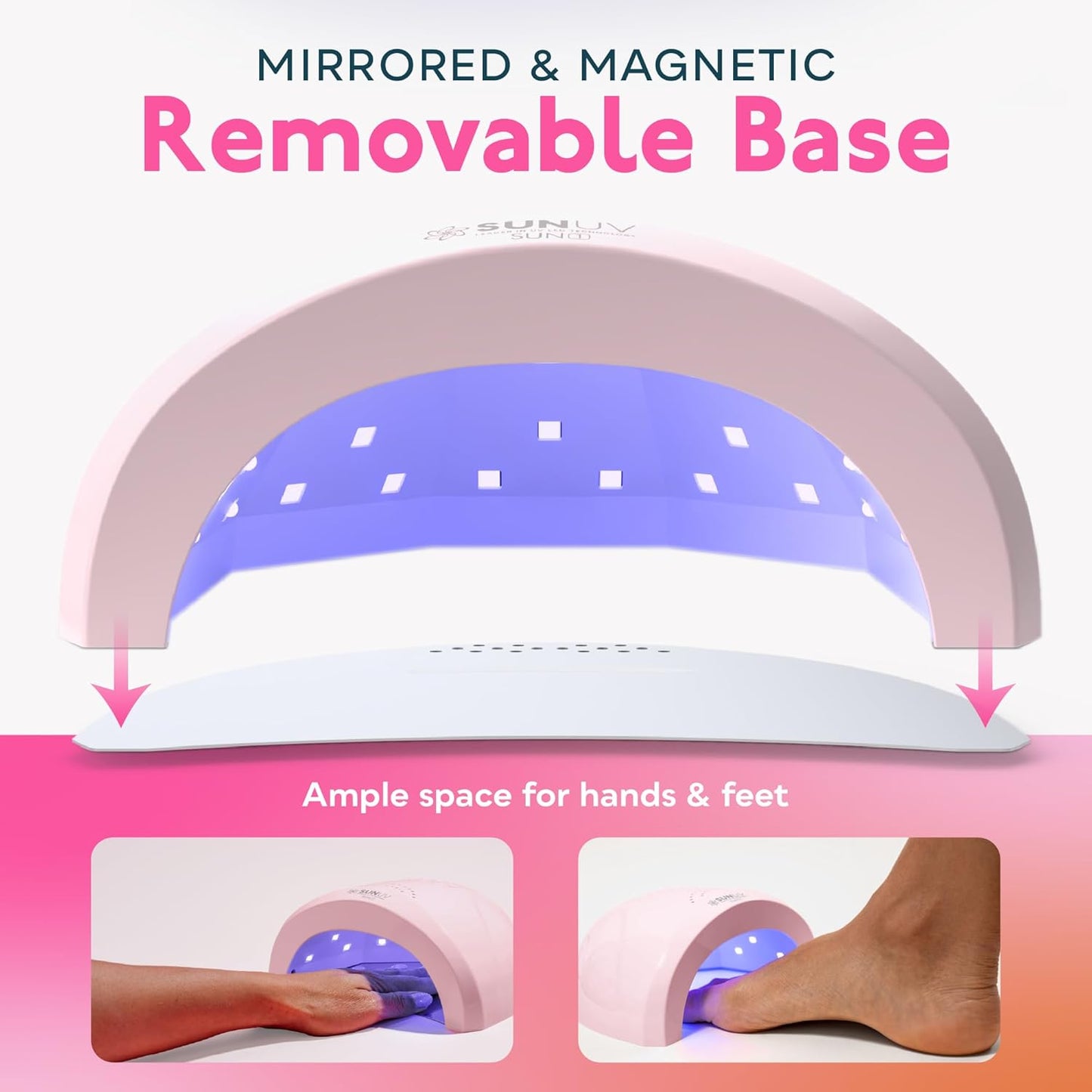Luz UV para uñas de gel | 3 ajustes de temporizador | lámpara LED profesional | Sensor automático | Color rosa