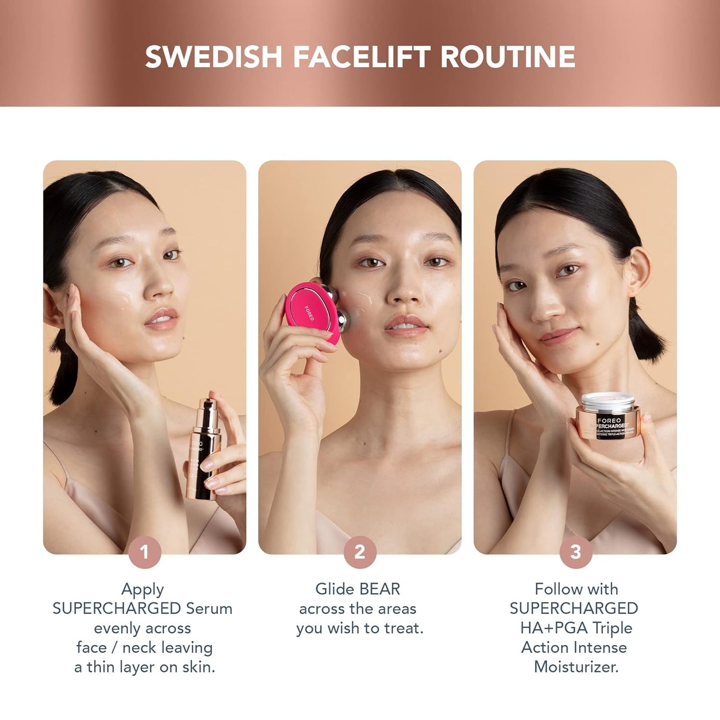 FOREO Age-Defying BEAR Bundle | Dispositivo Facial de Microcorriente + 2× Serum Conductor 30 ml | Instant Face Lift en 3 minutos | T-Sonic, Anti-Shock System, 5 Niveles | Firmeza & Contorno