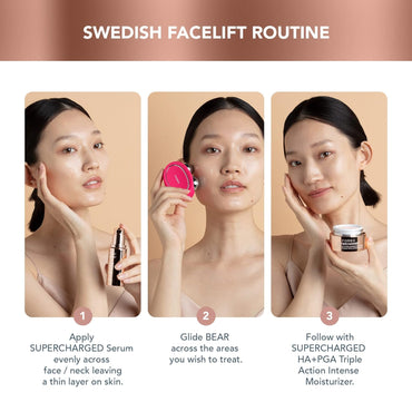 FOREO Age-Defying BEAR Bundle | Dispositivo Facial de Microcorriente + 2× Serum Conductor 30 ml | Instant Face Lift en 3 minutos | T-Sonic, Anti-Shock System, 5 Niveles | Firmeza & Contorno