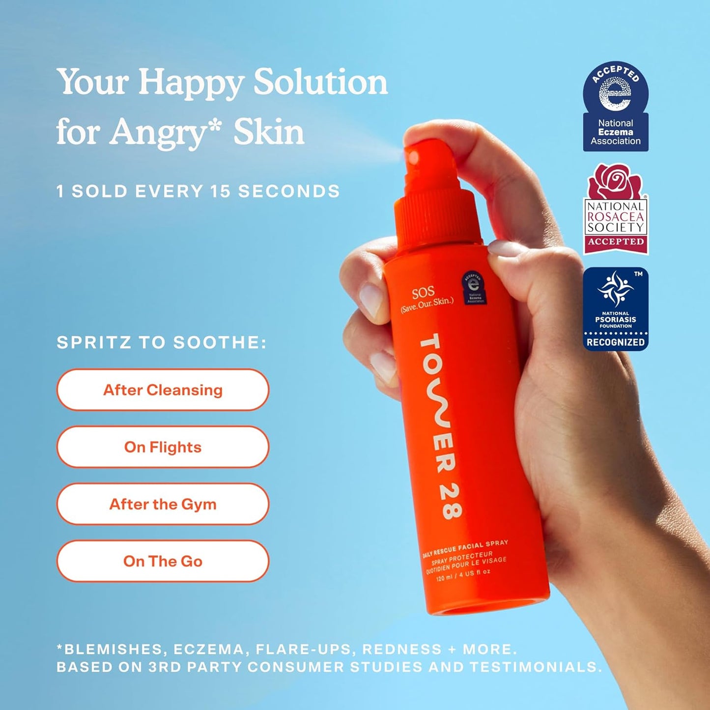SOS diario - Spray facial para pieles sensibles - Ac hipocloroso - Reducción de enrojecimiento