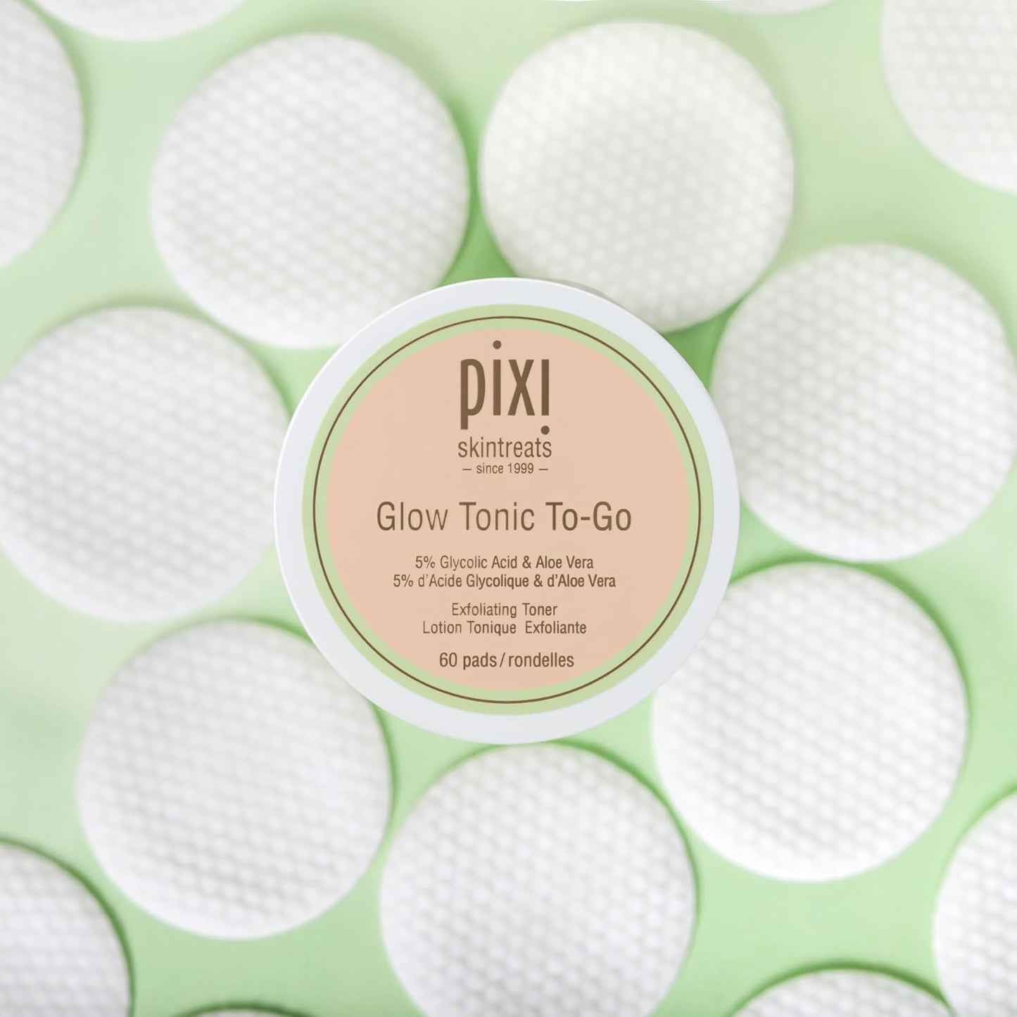 Pixi Glow Tonic To-Go – Pads Exfoliantes con Ácido Glicólico (60 unidades)