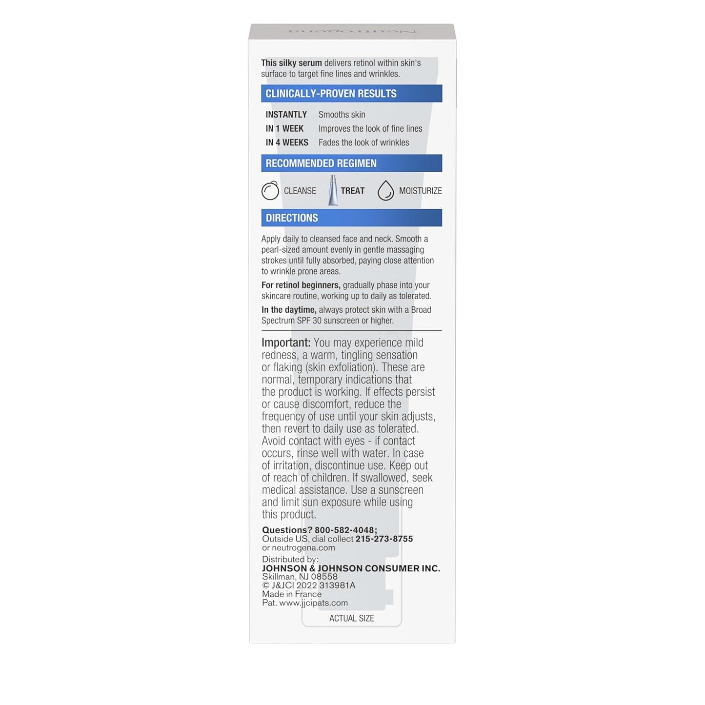 Neutrogena Serum para reparación rápida de arrugas, para rostro con Retinol y Acido Hialurónico