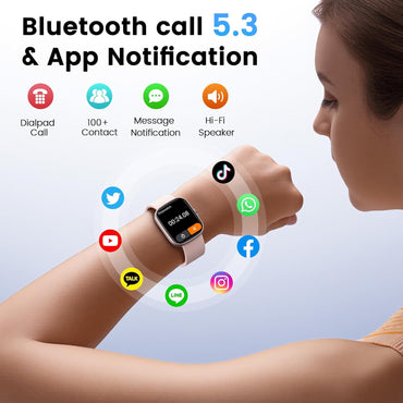 Smartwatch con respuesta de llamada | Reloj inteligente 1.96 pulgadas unisex | Actividad física con monitor de frecuencia cardíaca y sueño | Reloj deportivo | Impermeable | Color: Rosa