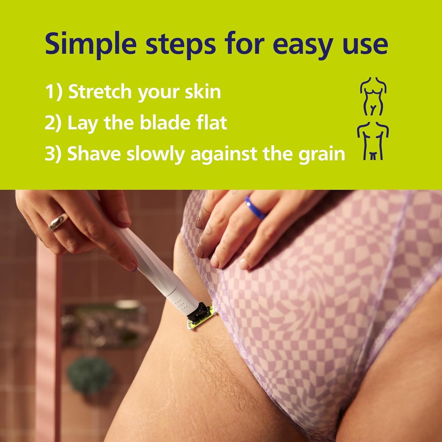 Philips Norelco OneBlade Intimate QP1924/70 | Recorta y afeita vello púbico y axilas | Protección extra de la piel | Impermeable IPX7 | 30 min de uso*