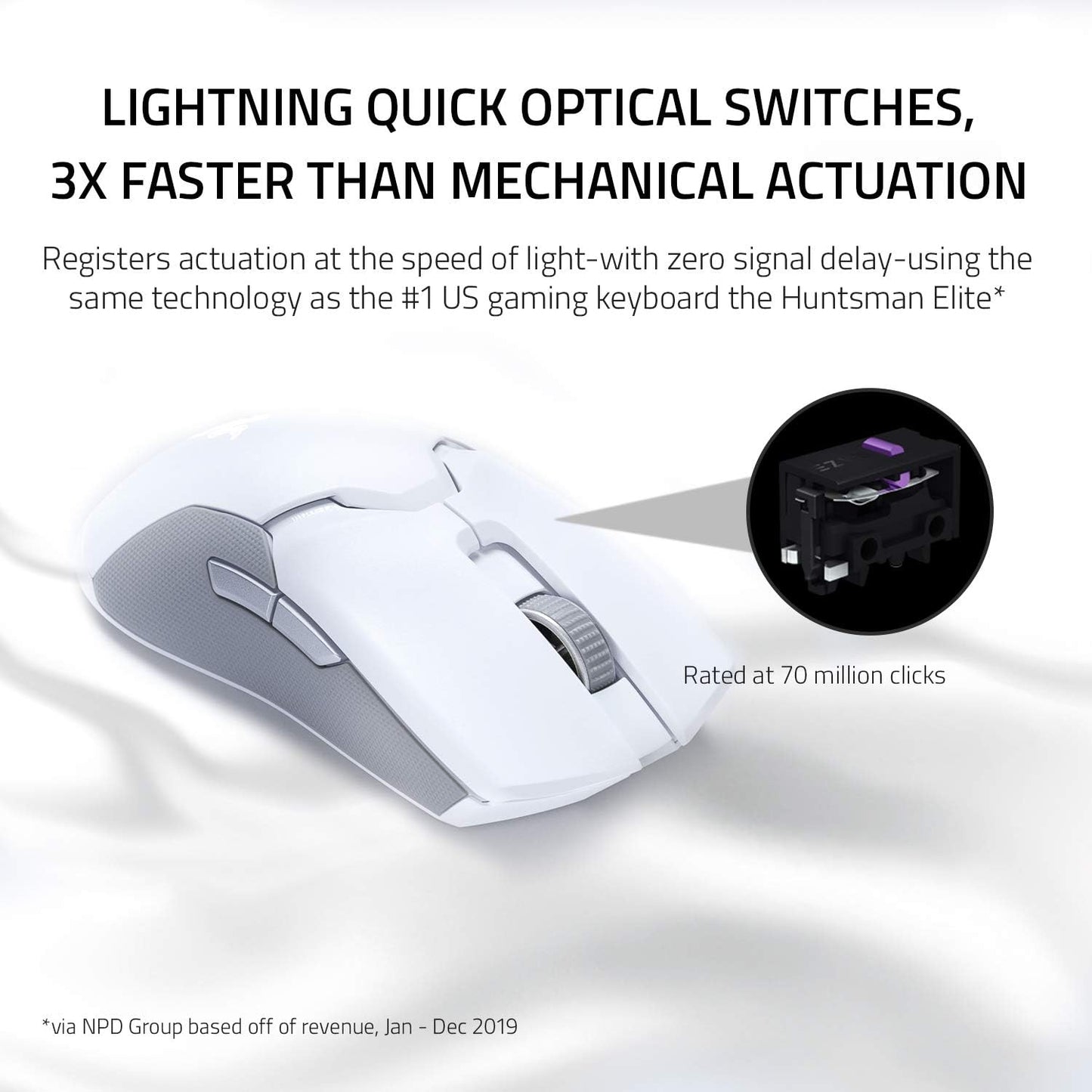 Razer Viper Ultimate – Mouse Gamer Inalámbrico Ultraliviano con Base de Carga RGB, Mercury White