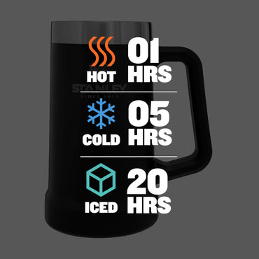 Stay-Chill Beer Stein 24 Oz | Heavy Duty Big Grip Handle | Beer Tumbler Drink Cup, Holds 2 Cans | Insulated Stainless Steel Party Mug | Bpa-Free | Matte Black