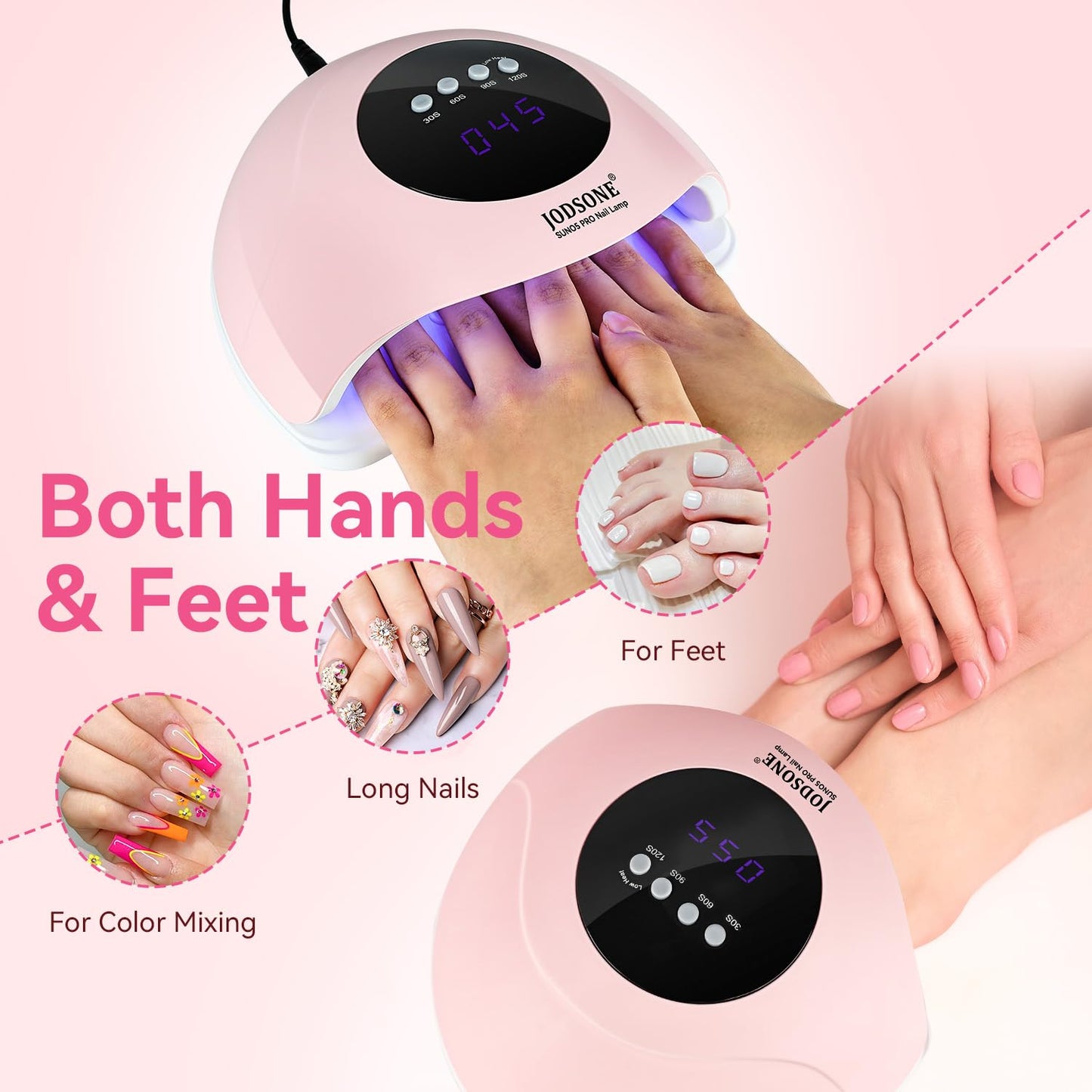 Lámpara UV LED para uñas | Color Rosa | 4 Tiempos | Sensor automático