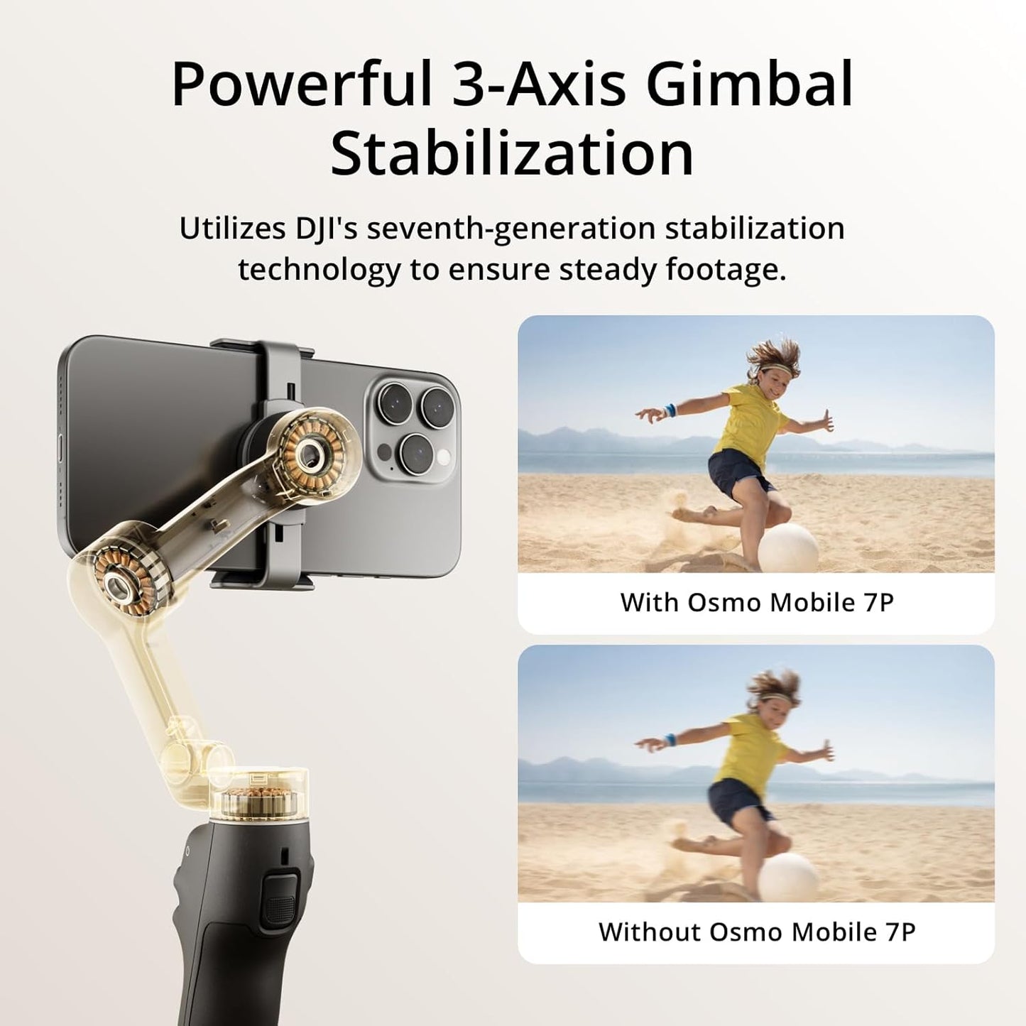 DJI Osmo Mobile 7P Estabilizador Gimbal para Smartphone – 3 Ejes, Seguimiento Inteligente, Luz Integrada, Micrófono Compatible, Palo Extensible y Trípode
