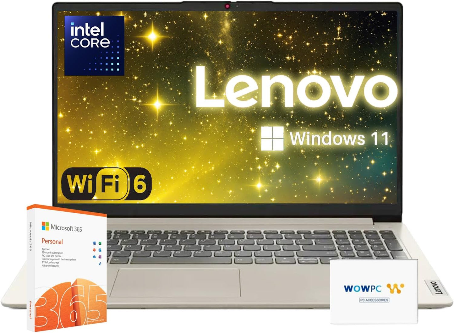 Premium Series Ideapad Laptop | Latest Model | 12GB RAM | 256GB SSD | 1 Year Office 365 W/ 1TB Cloud Storage | Intel Core | 15.6" | Numeric Keypad | Wifi 6 | Win 11 | W/Wowpc Recovery USB