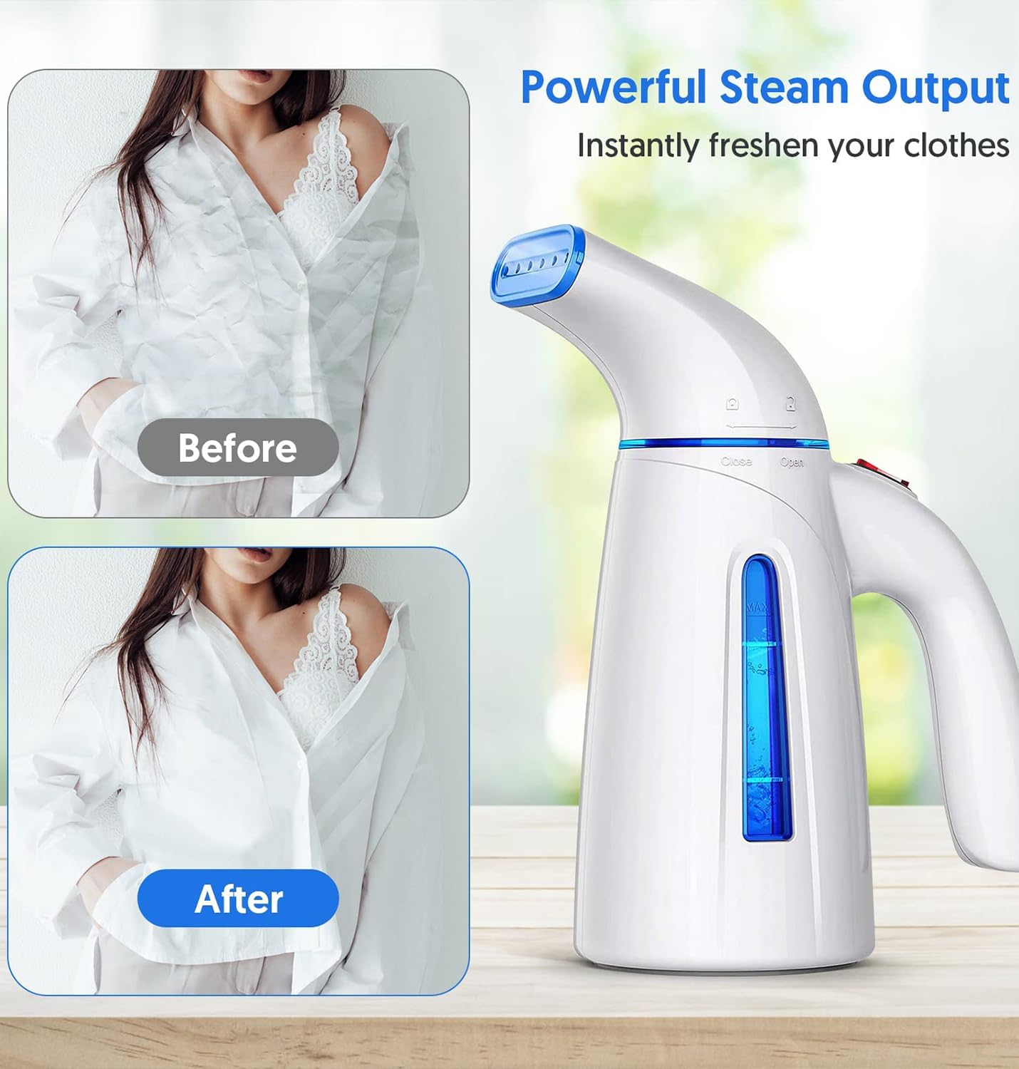 OGHom Steamer de Ropa 700 W | Depósito 240 ml (14–16 min de vapor) | Acero inoxidable 304 | Calienta en ~130 s | Cable 9 ft / 2.7 m | Solo 110–120 V | Viaje & Hogar