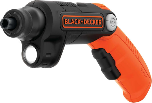 BLACK+DECKER Destornillador Inalámbrico 4V MAX con Linterna LED, Mango Pivotante y Batería Recargable (BDCSFL20C)