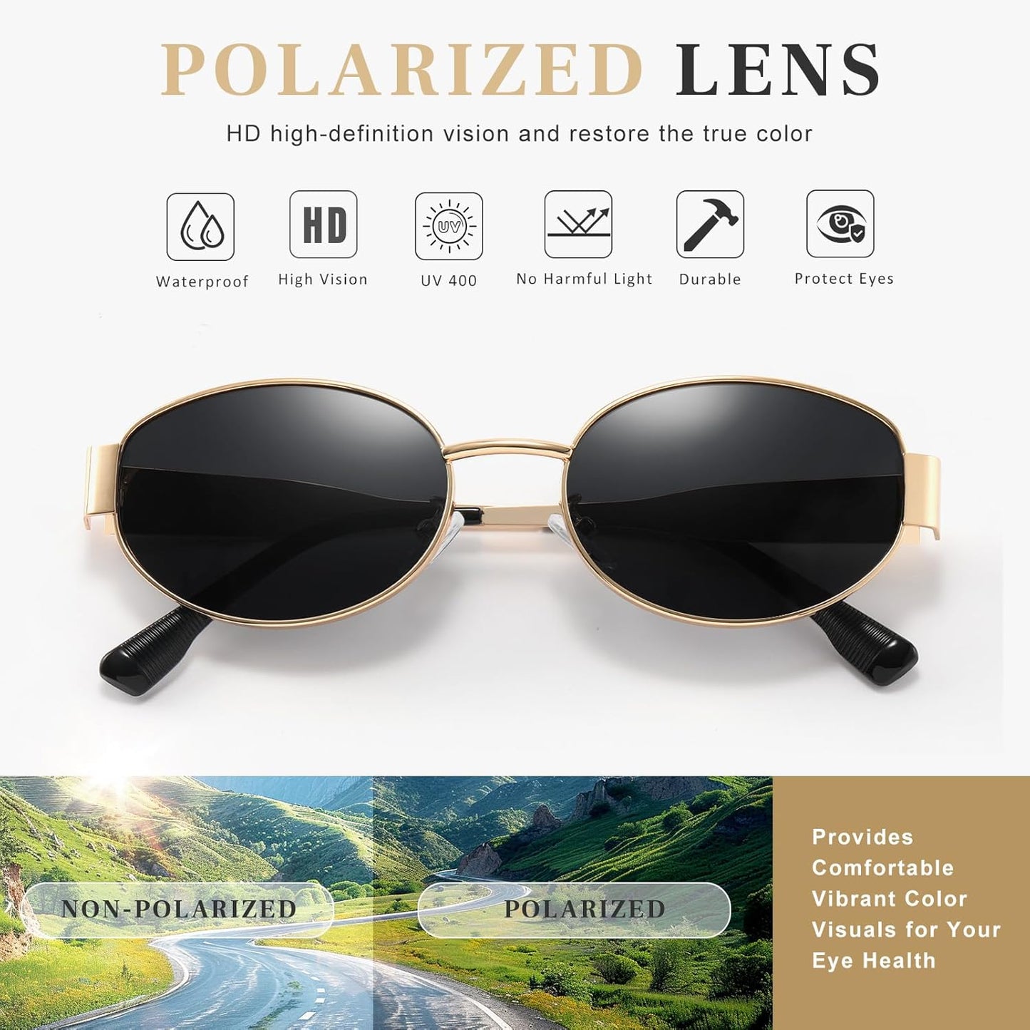 Lentes de Sol Retro para Mujer, Polarizados Clásicos, Protección UV400, Estilo Fashion