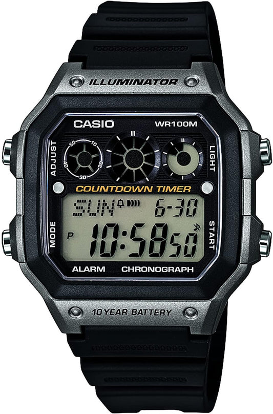 Casio AE-1300WH Series | Reloj Digital Deportivo para Hombre | Cronómetro, Temporizadores, Hora Mundial, 100M WR, Luz LED, Batería 10 Años