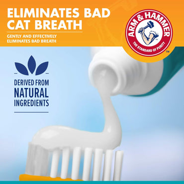 Arm & Hammer Kit Dental para Gatos | Cepillo, Dedo Cepillo y Pasta Dental Sabor Atún con Bicarbonato | 3 Piezas