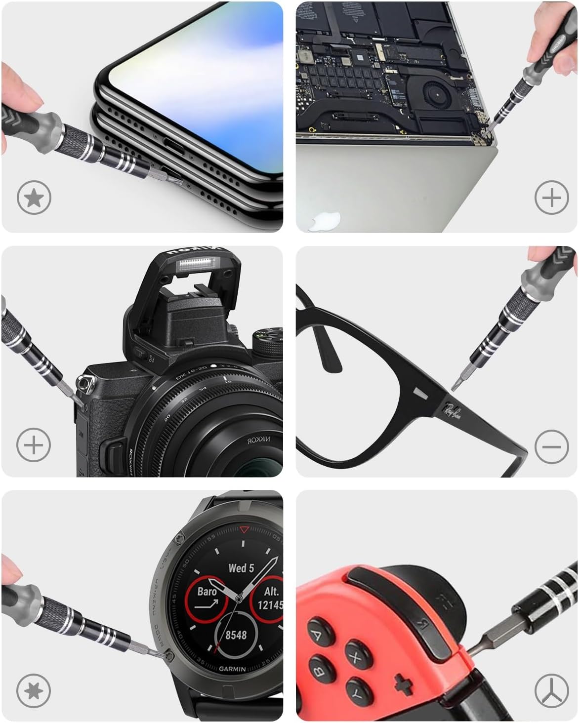 Kit de Destornilladores de Precisión 122 en 1 con 101 Puntas Magnéticas y 21 Herramientas – Set de Reparación Electrónica para Laptop, PC, iPhone, Tablet, PS4, Xbox, Drones y Más