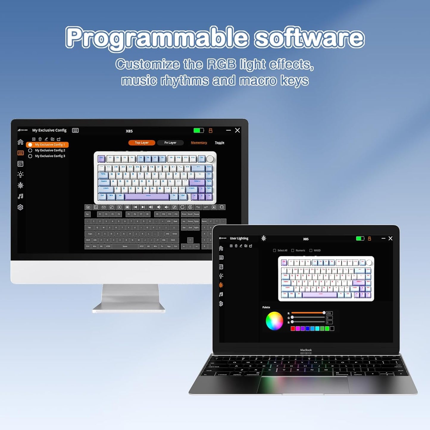 Teclado mecánico inalámbrico para juegos con perilla intercambiable | ATTACK SHARK X85 | Color: Blanco