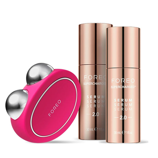 FOREO Age-Defying BEAR Bundle | Dispositivo Facial de Microcorriente + 2× Serum Conductor 30 ml | Instant Face Lift en 3 minutos | T-Sonic, Anti-Shock System, 5 Niveles | Firmeza & Contorno