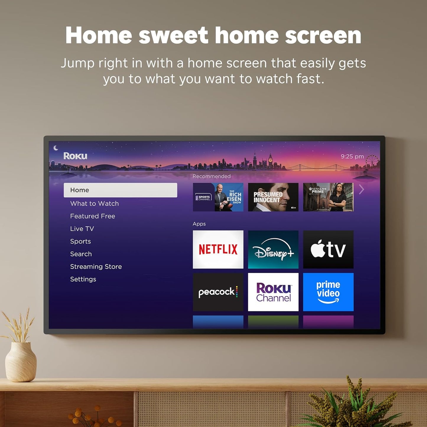 Roku Streaming Stick Plus 2025 | Dispositivo de Streaming 4K HDR con Control Remoto por Voz, TV en Vivo & Gratuita, Compacto y Portátil