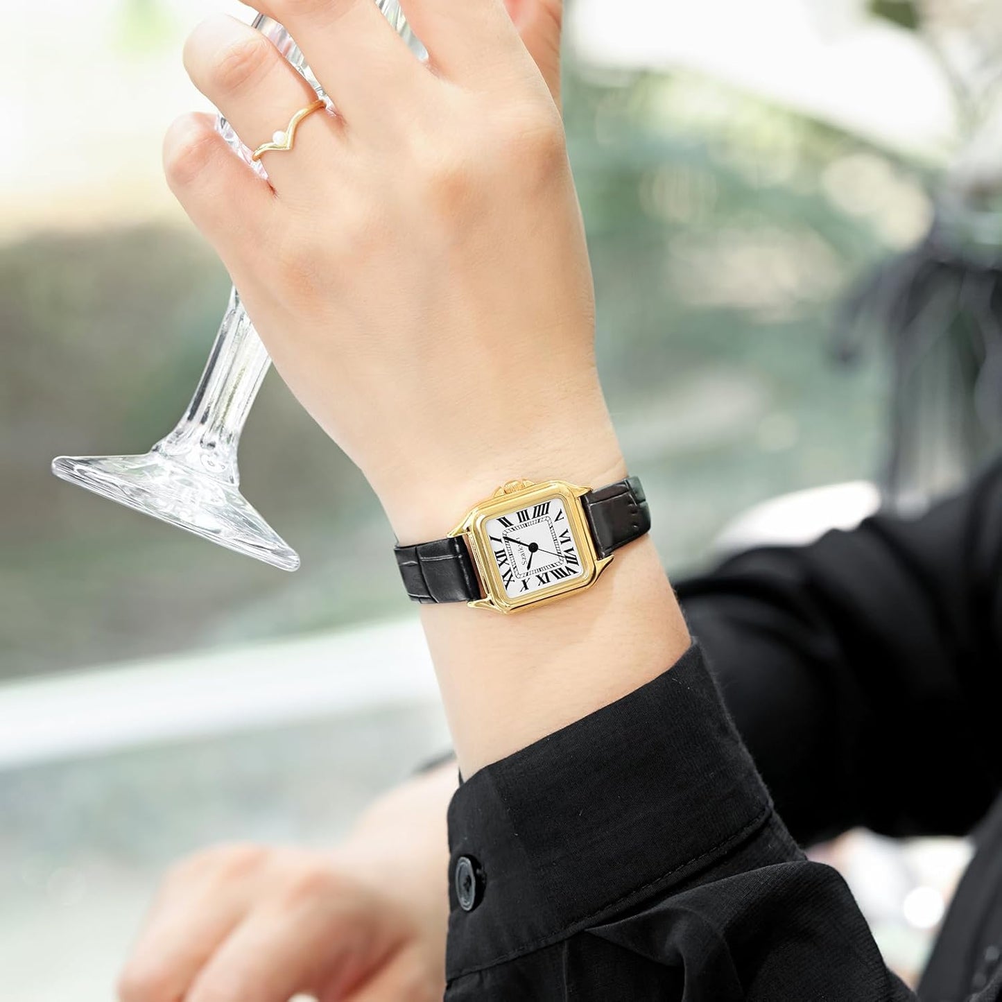 Reloj para Mujer Cuadrado 25 mm | Números Romanos | Movimiento Japonés | Correa de Acero o Cuero | Resistente al Agua (uso diario)