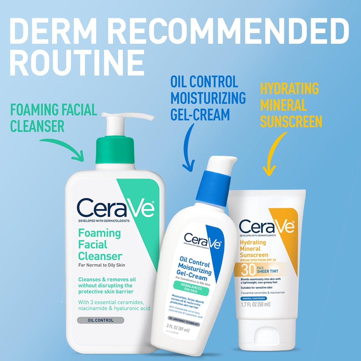 CeraVe Oil Control Gel-Crema Hidratante | Piel Grasa/Mixta – Niacinamida, Ácido Hialurónico, 3 Ceramidas | Mate, Sin Fragancia