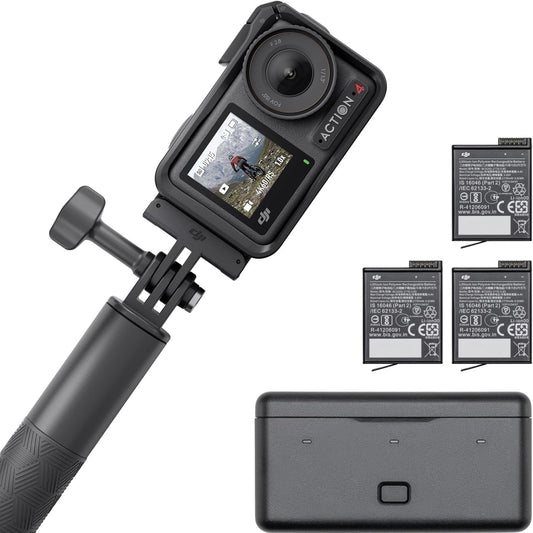 DJI Osmo Action 4 Adventure Combo – Cámara de acción 4K ultra versátil con sensor de 1/1.3", colores cinematográficos y autonomía extrema
