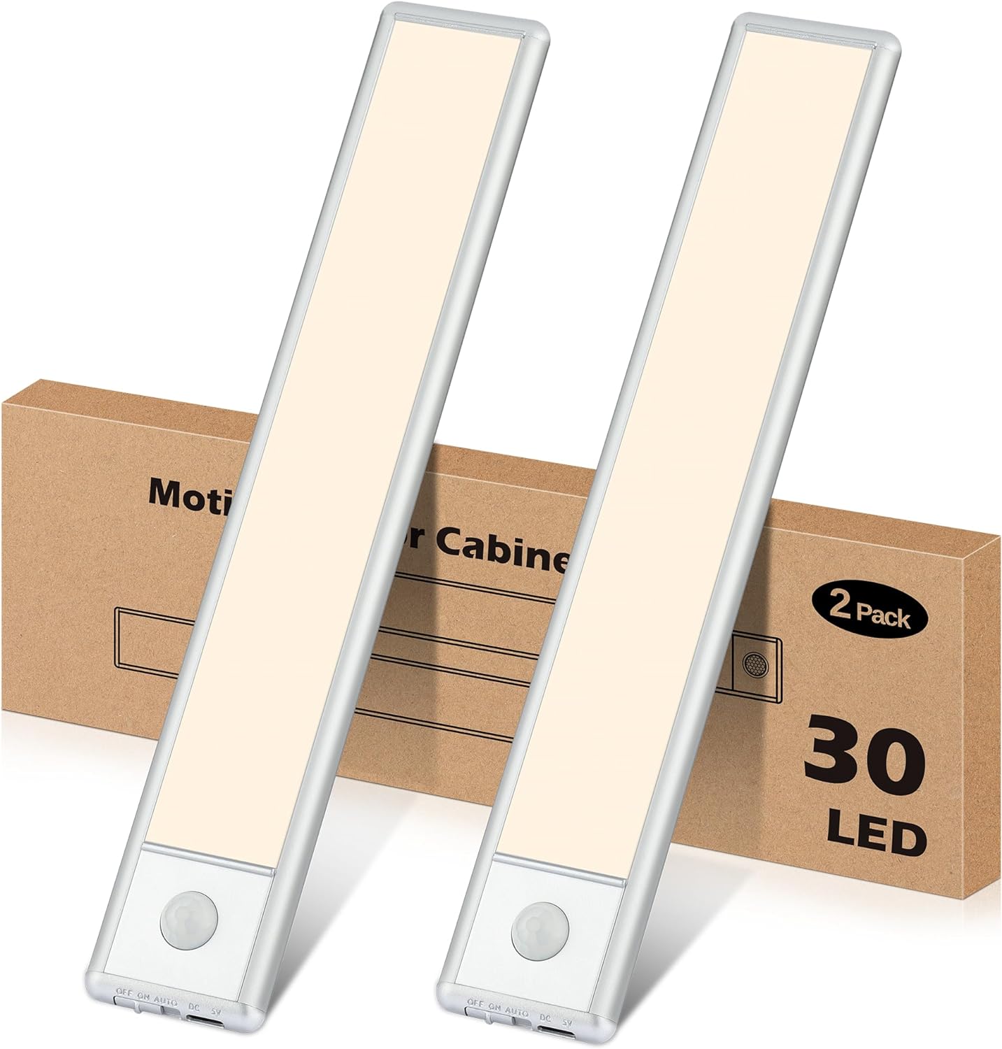 Luces LED Bajo Mueble con Sensor de Movimiento Recargables, Pack x2 Magnéticas Stick-On, 22 LEDs, USB-C, Luz Blanca Fría
