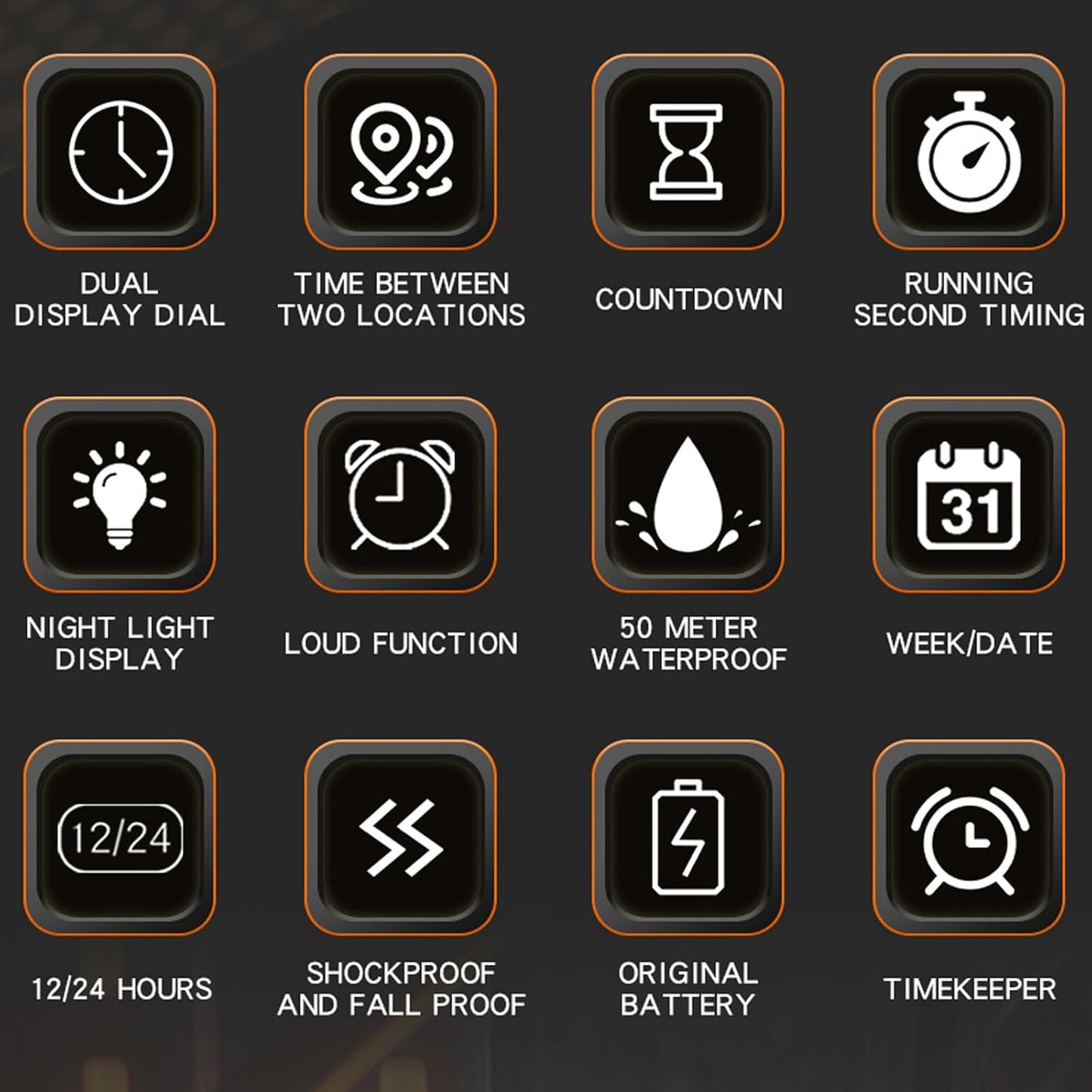 Reloj para Hombre Rectangular (Blanco) — Analógico + Digital, Doble Hora, Cronómetro, Cuenta Regresiva, 5 ATM, Estilo Punk, Correa de Silicona