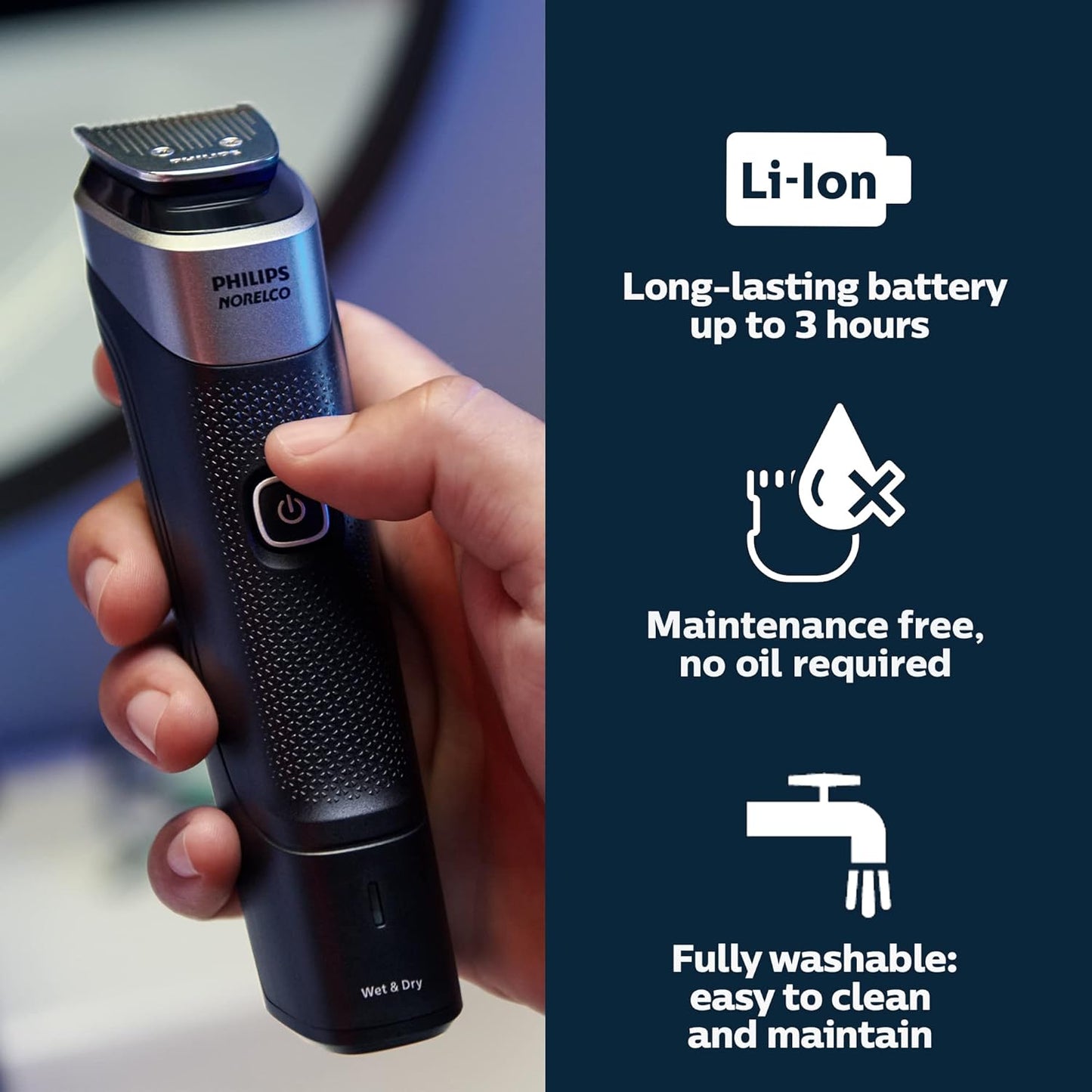 Philips Norelco Multigroom Series 5000 (MG5910/49) | 18 en 1 para Barba, Cabello, Cuerpo e Íntimo – Sin aceite