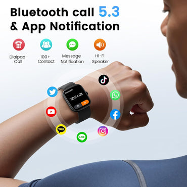 Smartwatch con respuesta de llamada | Reloj inteligente 1.96 pulgadas unisex | Actividad física con monitor de frecuencia cardíaca y sueño | Reloj deportivo | Impermeable | Color: Negro