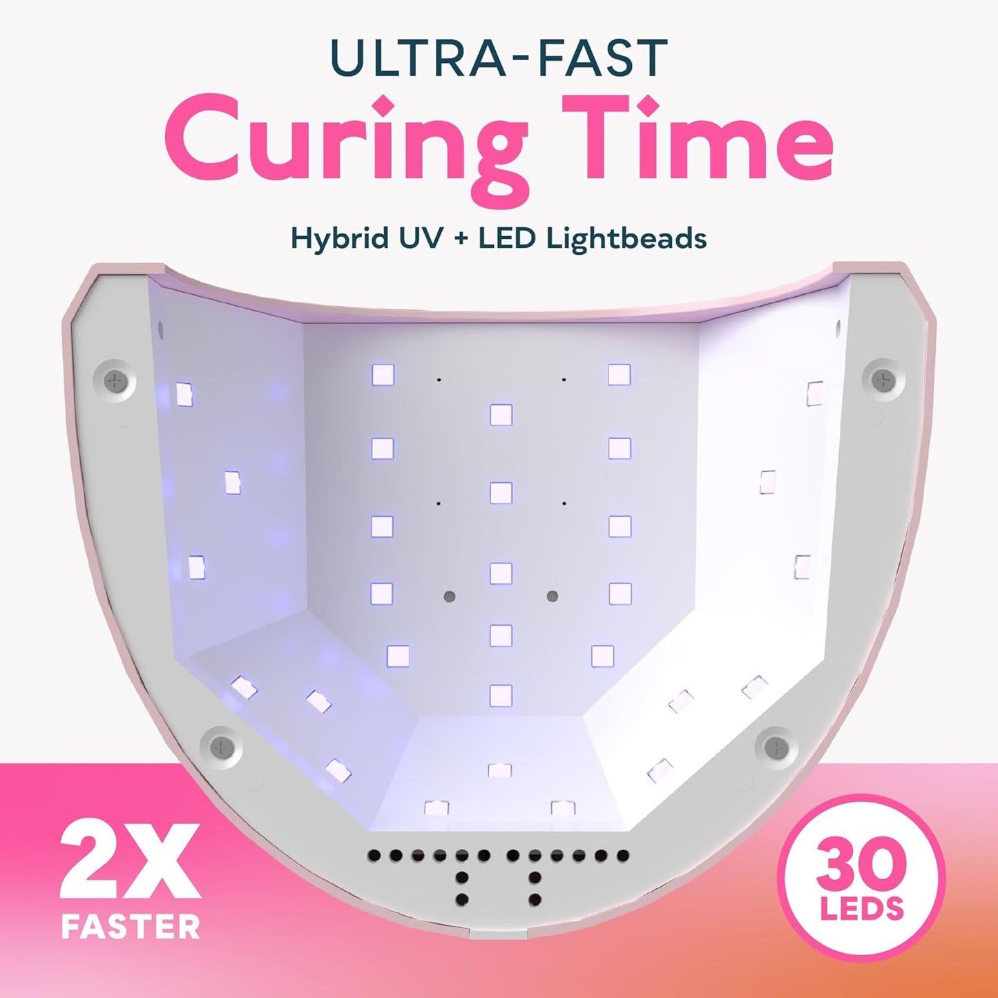 Luz UV para uñas de gel | 3 ajustes de temporizador | lámpara LED profesional | Sensor automático | Color rosa