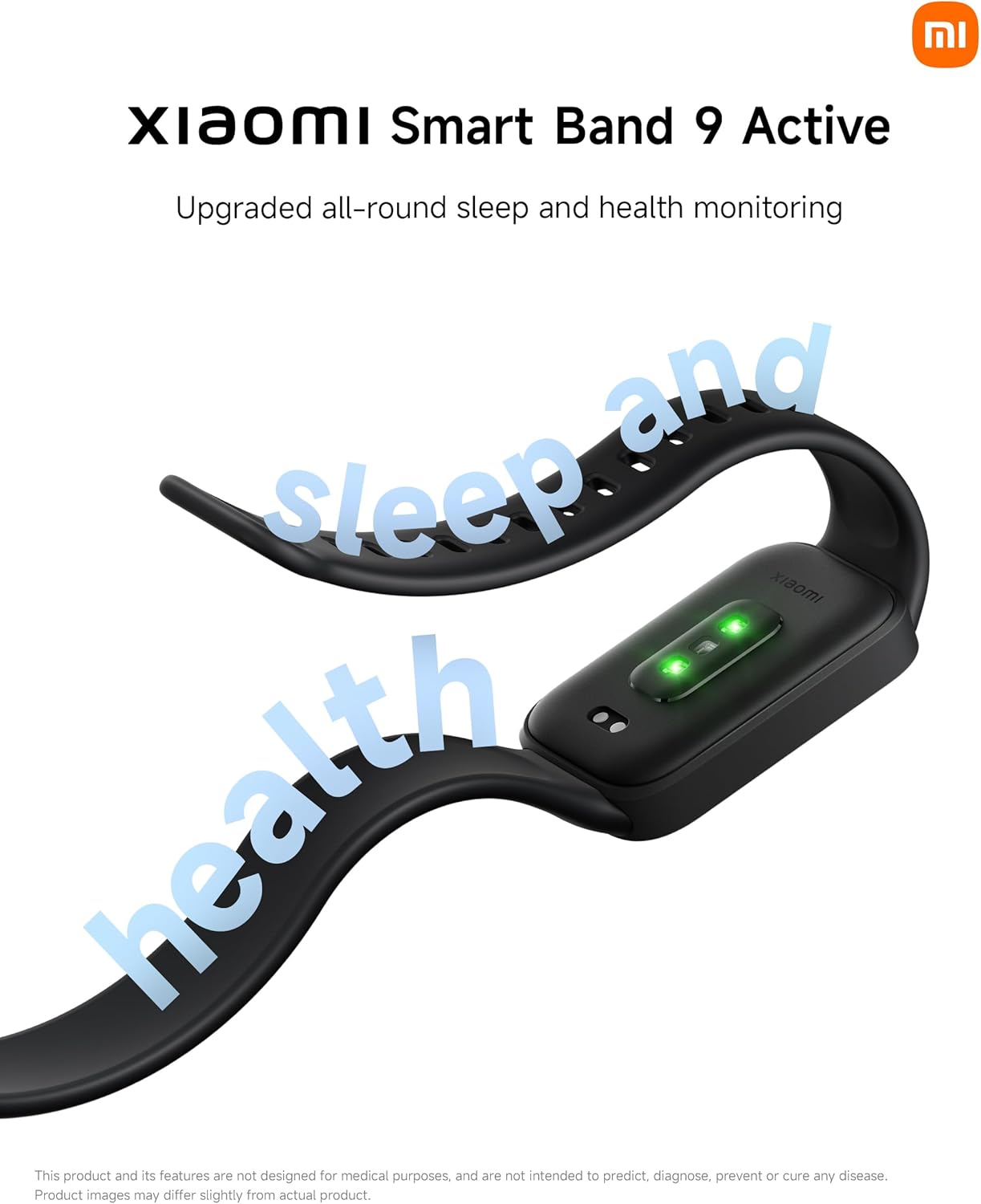 Smart Band 9 Active Global | Pantalla 1.47", 60 Hz | Hasta 18 días de batería | 50 modos deportivos | Salud 24/7 | 5 ATM (negro)
