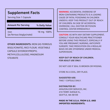 Hierro 18mg | Vegano | 195 cápsulas | 6 meses